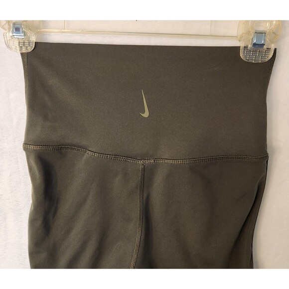Nike Dri-Fit Women's XS 7/8 Length Leggings Cutout High Rise Olive Green - Picture 3 of 11